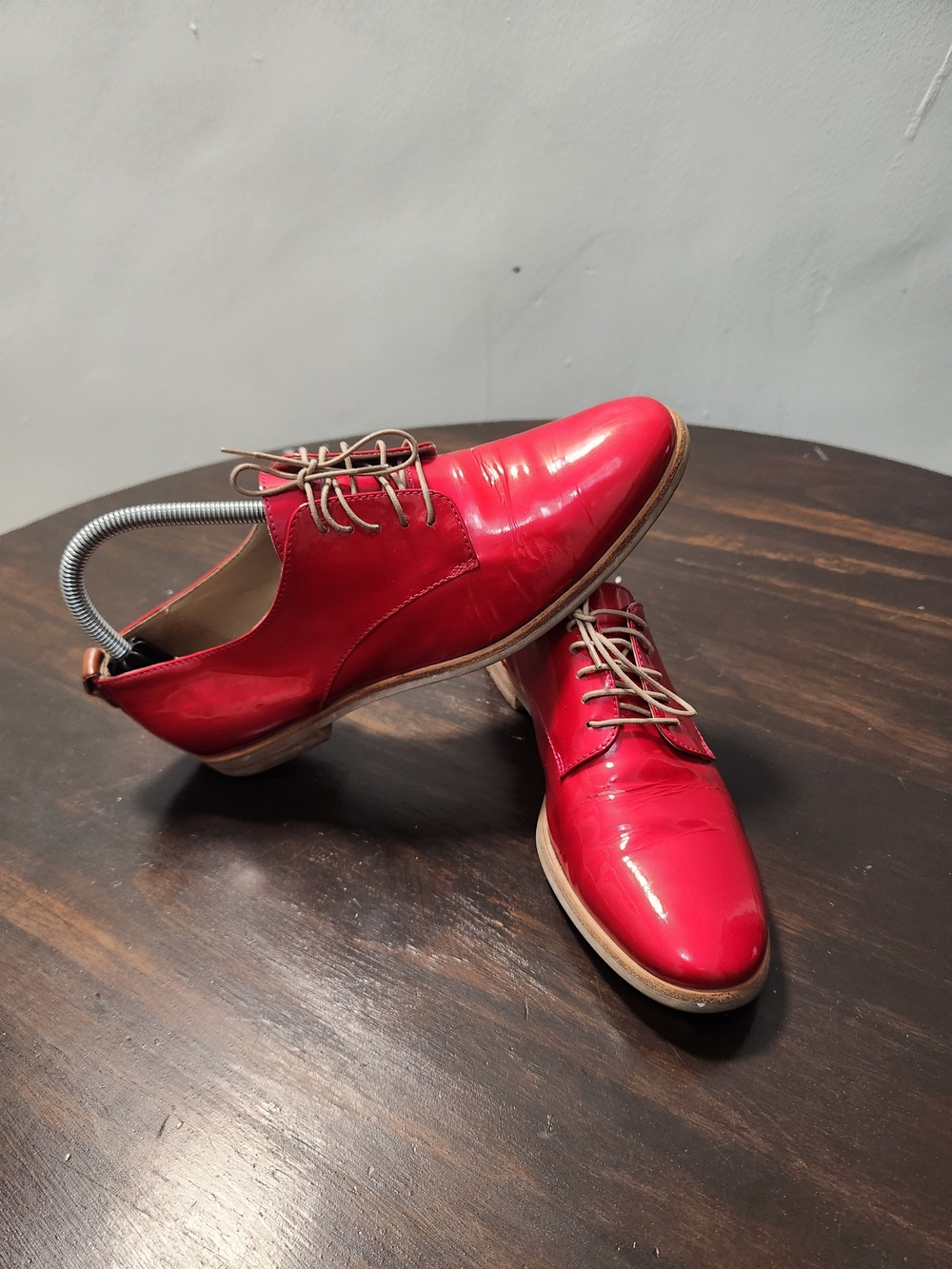AGL Attilio Giusti Leombruni Red Patent Leather Oxfords Shoes Women's Size 8.5